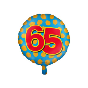 65th Birthday Colourful Patterns Foil Balloon - 46cm