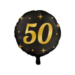 50th Birthday Black & Gold Foil Balloon - 46cm