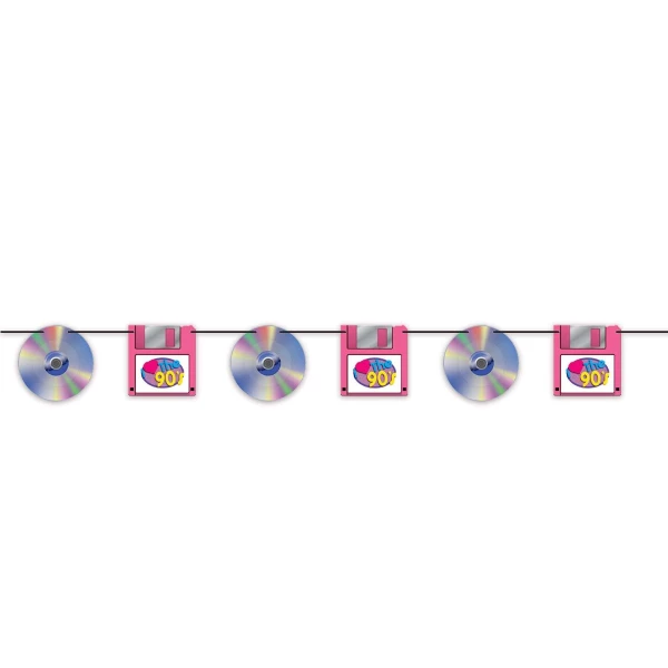 90's CD & Floppy Disk Banner - 1.5m x 18cm