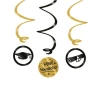 3 x Graduation "Yes! You Did It!" Black & Gold Hanging Whirls - 70cm
