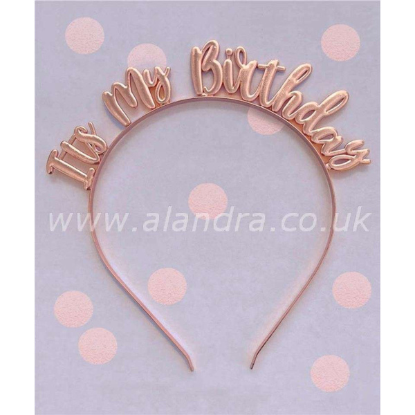 "It's My Birthday" Rose Gold Metallic Headband