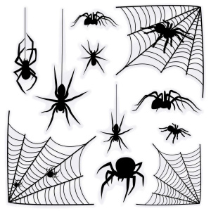11 x Spider & Spiderweb Silhouettes Peel & Place Decorations