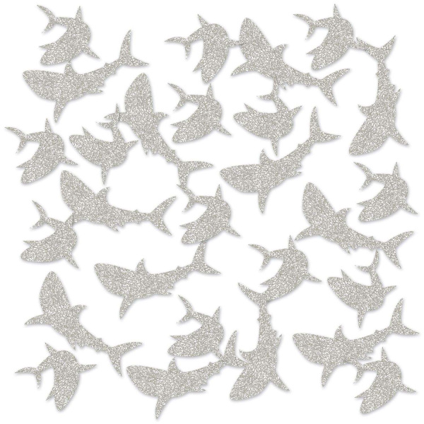 14g x Silver Glitter Shark Table Confetti - 2.5cm - 7cm