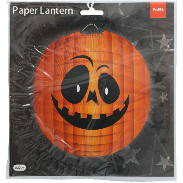 Halloween Pumpkin Round Hanging Lantern Decoration - 22cm