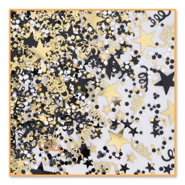 14g x Black & Gold Awards Night Stars & Swirls Table Confetti
