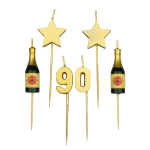 90th Birthday Candles Champagne & Stars