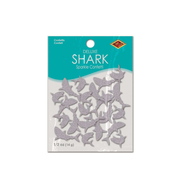 14g x Silver Glitter Shark Table Confetti - 2.5cm - 7cm