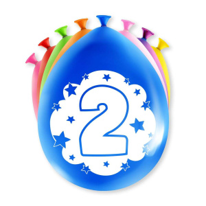 8 x 2nd Birthday Colourful Deluxe Party Balloons - 30cm
