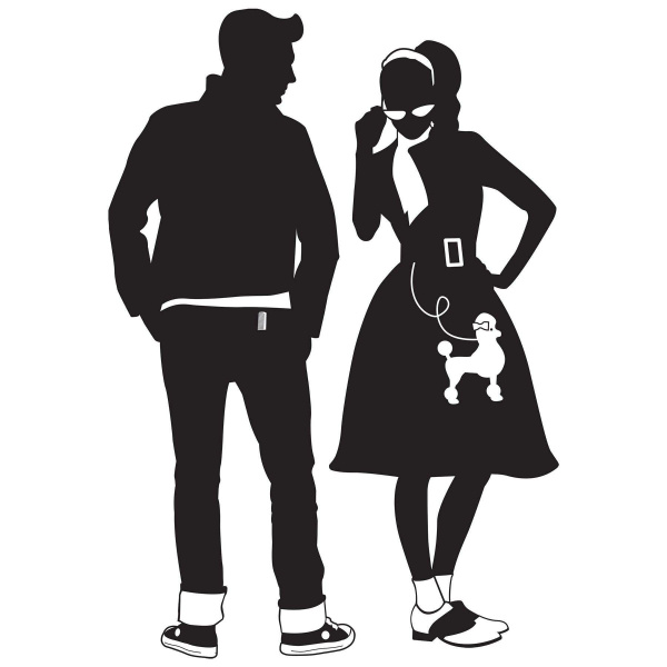 2 x 1950's Silhouette Couple Cutout Decorations - 92cm