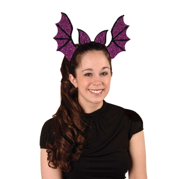 Purple Glitter Bat Wings Headband