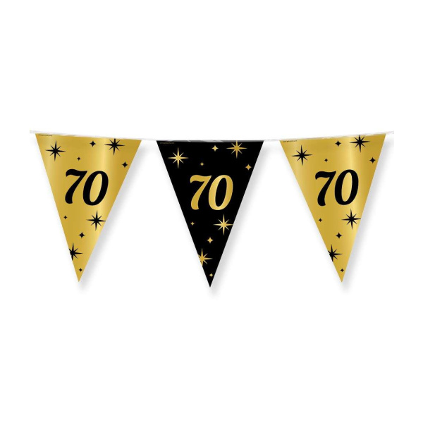 70th Birthday Black & Gold Party Bunting - 10m