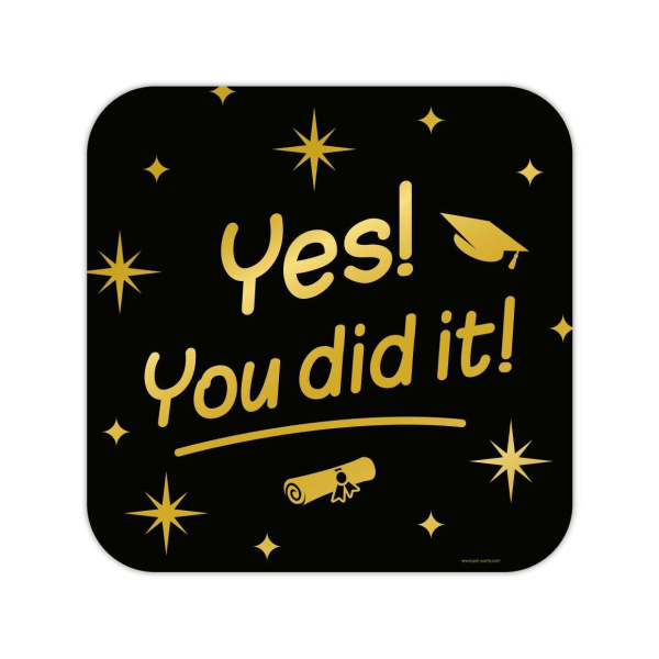 Graduation "Yes! You Did It!" Black & Gold Cutout Sign - 50cm