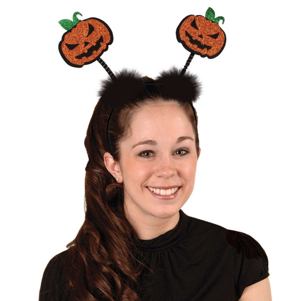 Glittered Halloween Pumpkins Headband Boppers