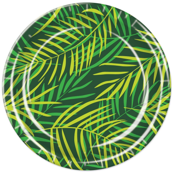 8 x Tropical Palm Leaf Party Plates - 23cm