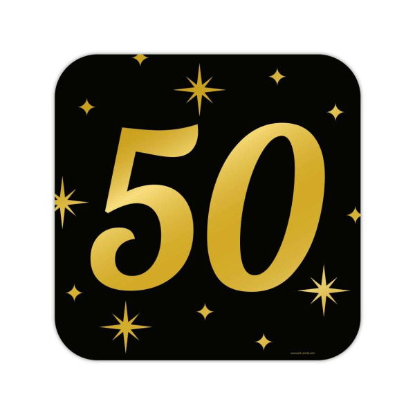50th Birthday Black & Gold Cutout Sign - 50cm