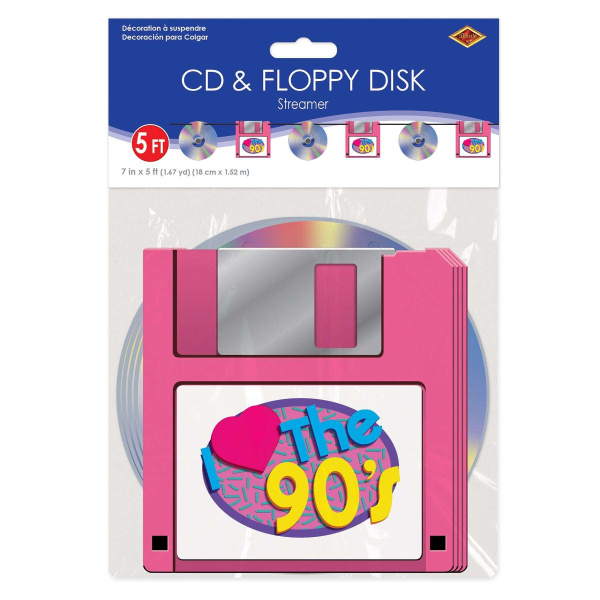 90's CD & Floppy Disk Banner - 1.5m x 18cm