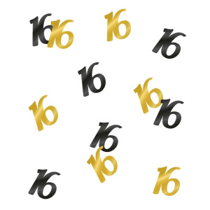 14g x 16th Birthday Black & Gold Table Confetti