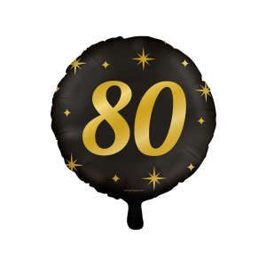 80th Birthday Black & Gold Foil Balloon - 46cm