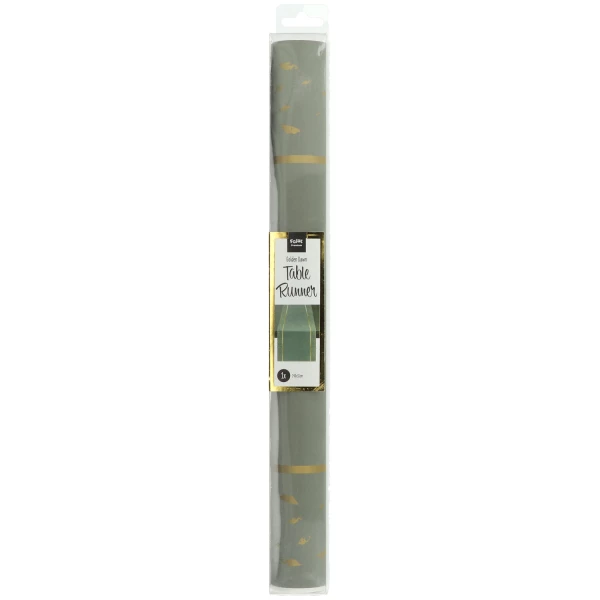Golden Dawn Grey & Gold Table Runner - 2.4m x 35cm