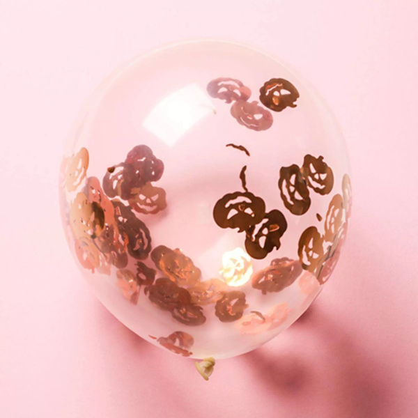 4 x Clear Balloons Filled With Pumpkin Confetti - 30cm