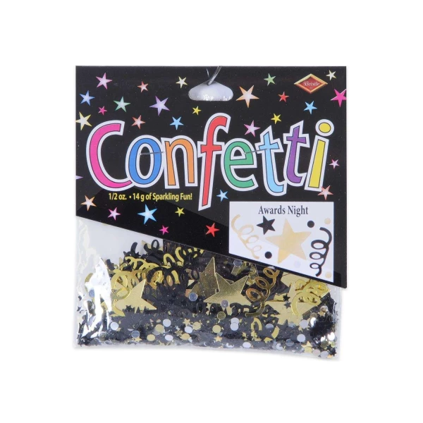 14g x Black & Gold Awards Night Stars & Swirls Table Confetti