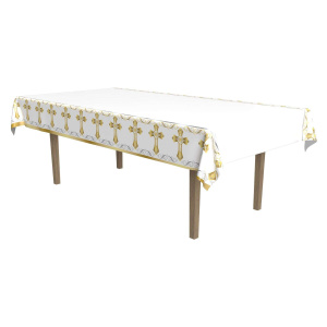 Christening / Confirmation Gold Cross Tablecloth - 2.7m x 1.4m