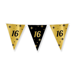 16th Birthday Black & Gold Party Bunting - 10m