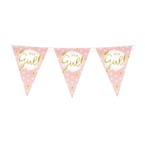 Pink & Gold "It's a Girl" Baby Shower Party Bunting - 10m