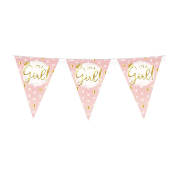 Pink & Gold "It's a Girl" Baby Shower Party Bunting - 10m