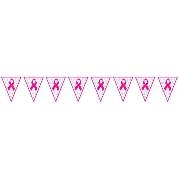 Breast Cancer Awareness Pink Ribbon Triangle Bunting - 3.6m