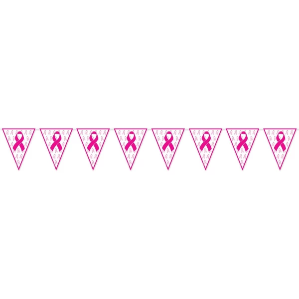 Breast Cancer Awareness Pink Ribbon Triangle Bunting - 3.6m