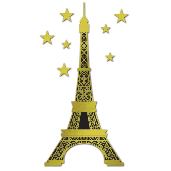 Jointed Metallic Eiffel Tower Foil Cutout Decoration - 1.8m