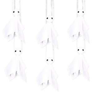 6 x Hanging Fabric Ghost Decorations - 21cm