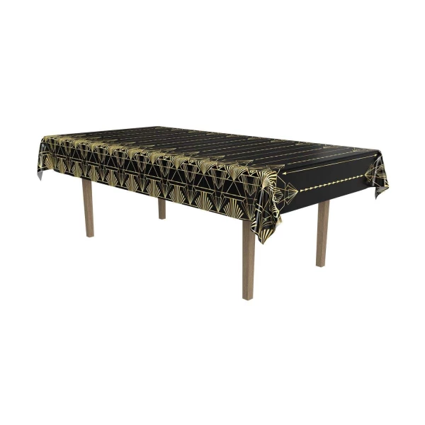 1920's Great Gatsby Black & Gold Tablecloth - 2.7m x 1.4m