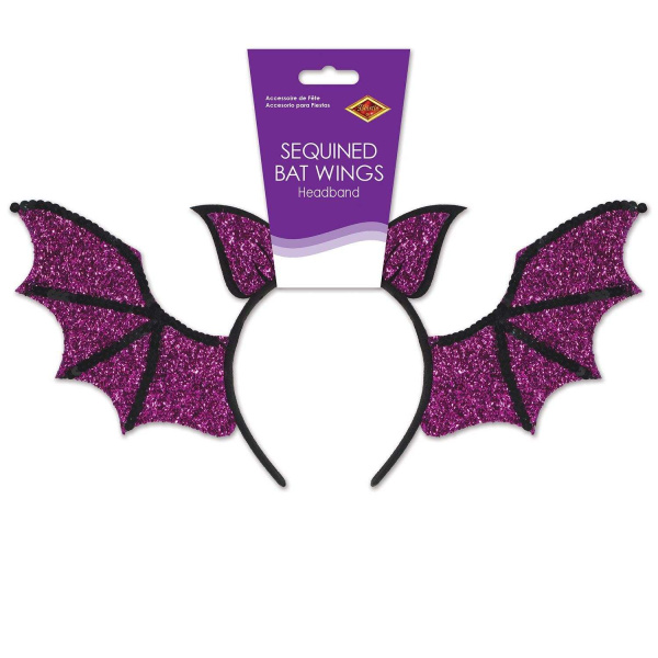 Purple Glitter Bat Wings Headband