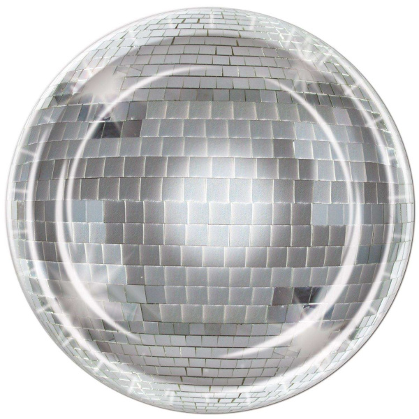 8 x 1970's Disco Ball Party Plates - 23cm