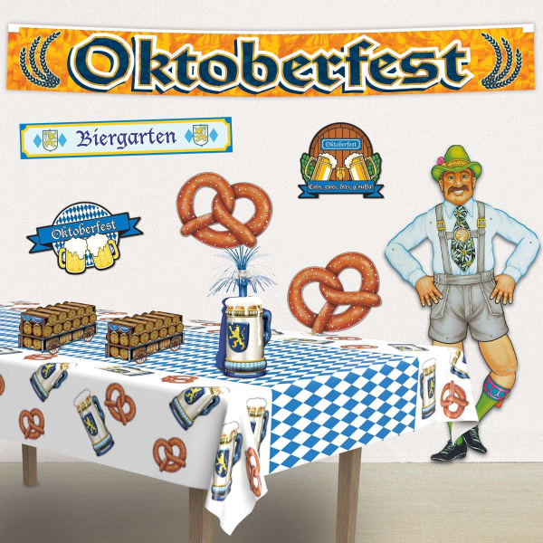 Oktoberfest Beer & Pretzels Tablecloth - 2.7m x 1.4m