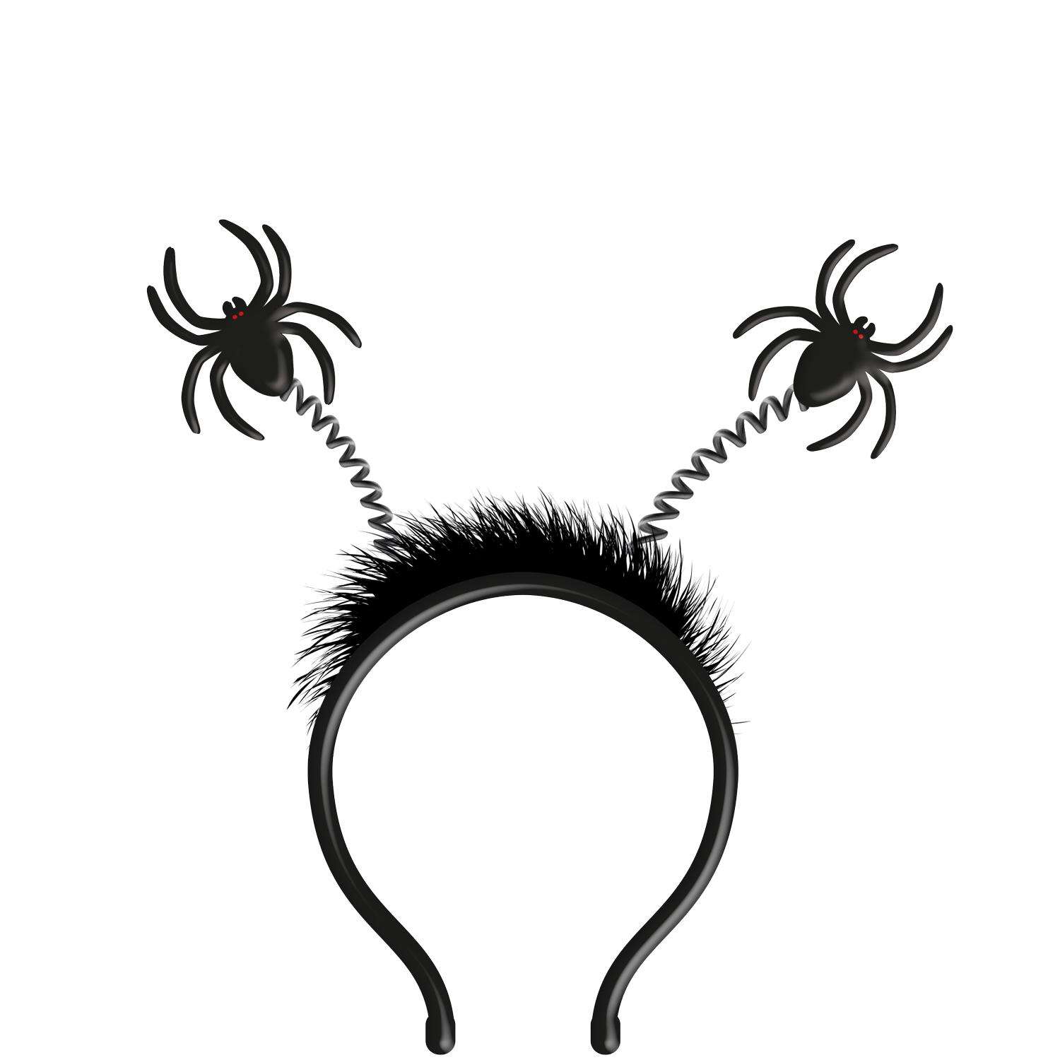 Creepy Spiders Halloween Headband Boppers With Fur - Jesters Party