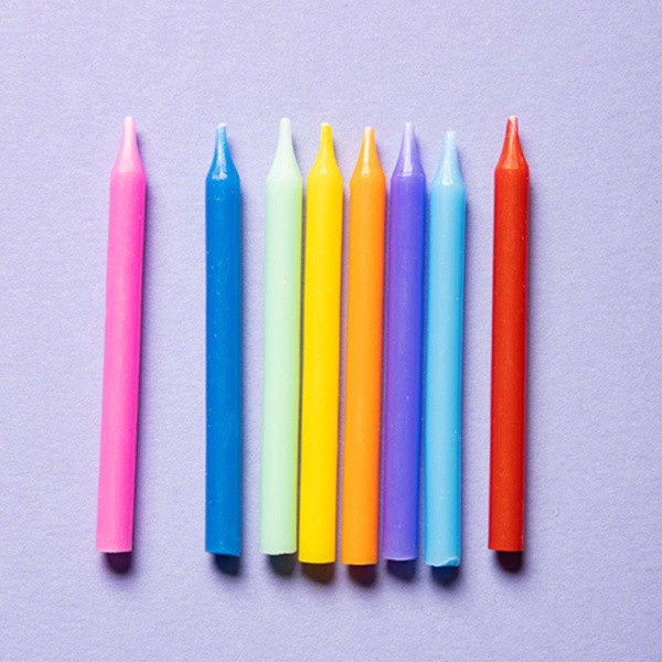24 x Multicolour Colour Pop Birthday Candles - 6cm