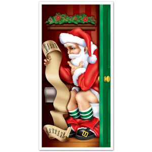 Santa's List Christmas Toilet Door Cover - 1.5m x 75cm
