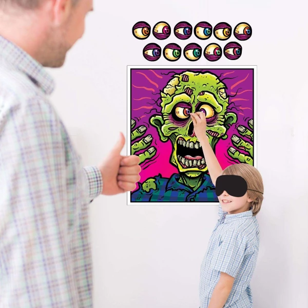 Pin the Eyeball on the Zombie Halloween Party Game - 47.5cm x 44cm
