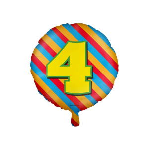 4th Birthday Colourful Patterns Foil Balloon - 46cm