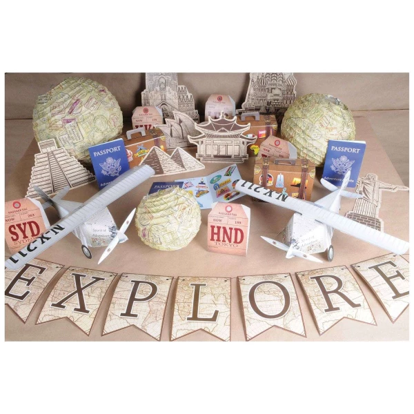 20 x Around the World Sepia Cutout Decorations - 18cm - 26cm
