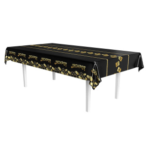 Metallic Black & Gold Casino Nights Tablecloth - 2.7m x 1.4m