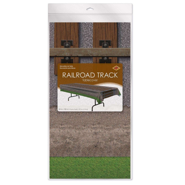 Railroad Train Track Tablecloth - 2.7m x 1.4m