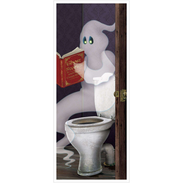 Ghost Halloween Toilet Door Cover - 1.8m x 75cm