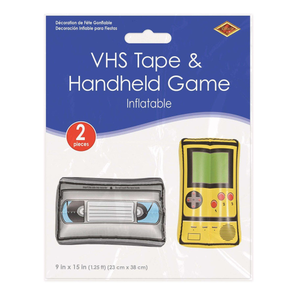 2 x Inflatable VHS Tape & Handheld Game Set - 38cm x 23cm