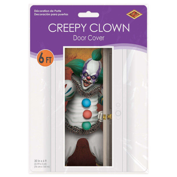 Creepy Clown Halloween Door Cover - 1.8m x 75cm