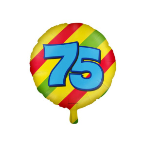 75th Birthday Colourful Patterns Foil Balloon - 46cm
