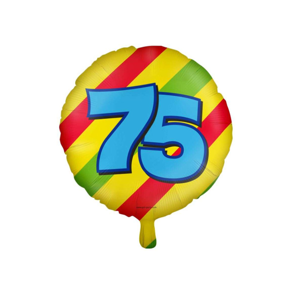 75th Birthday Colourful Patterns Foil Balloon - 46cm
